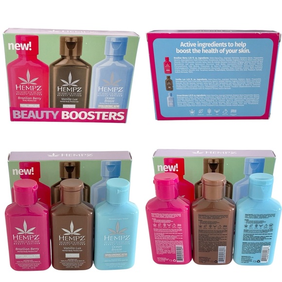 Hempz Other - Hempz Beauty Boosters Berry, Vanilla & Ocean Travel Size Body Lotion 3-Pack Set